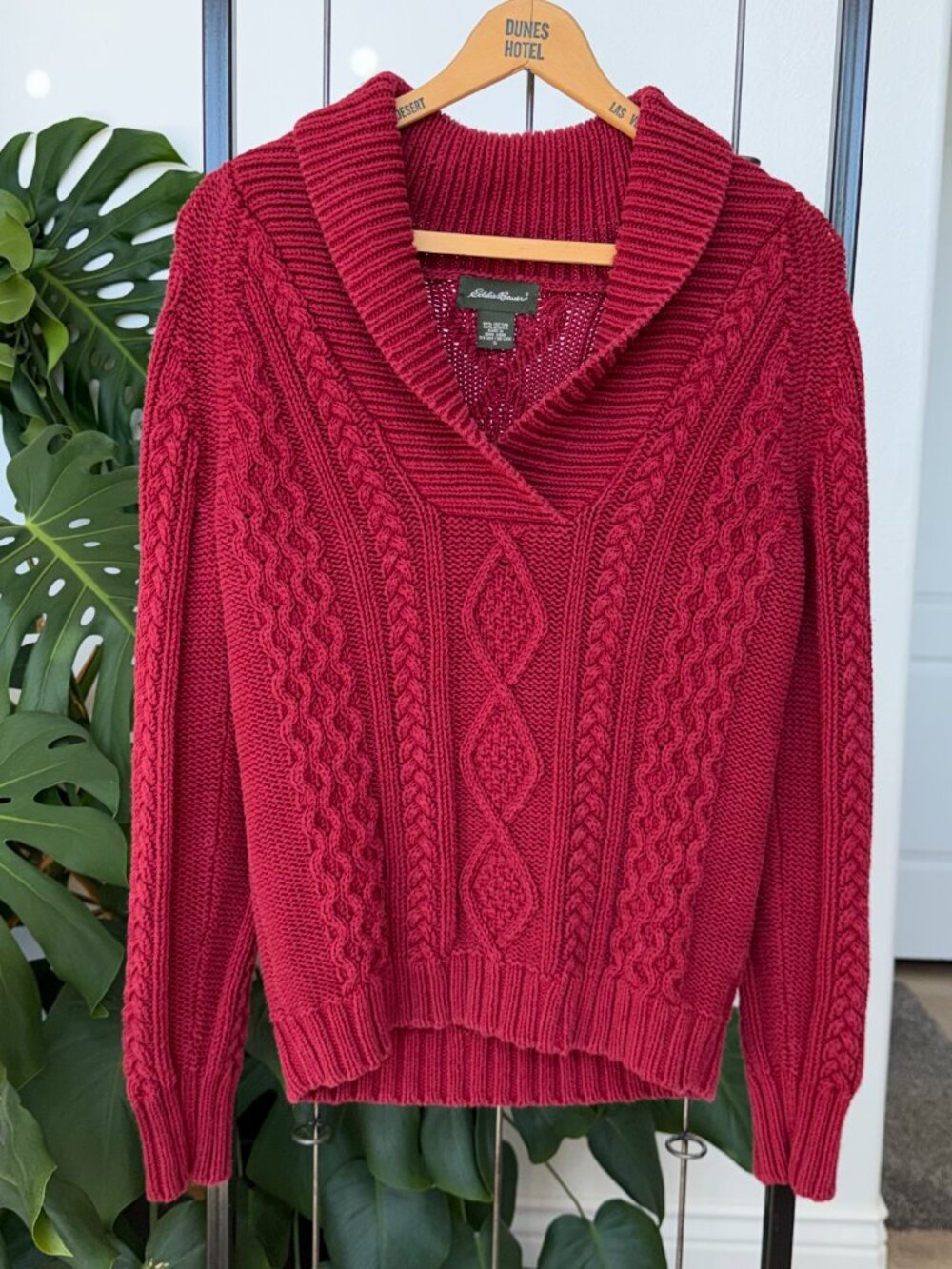 Vintage Eddie Bauer Red Cable Knit Sweater